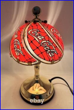 Vintage Coca Cola Tiffany Style Glass Shade Touch Table Lamp Retro 1999 Gorgeous