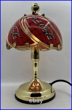 Vintage Coca Cola Tiffany Style Glass Shade Touch Table Lamp Retro 1999 Gorgeous