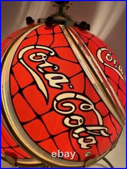 Vintage Coca Cola Tiffany Style Glass Shade Touch Table Lamp Retro 1999 Gorgeous