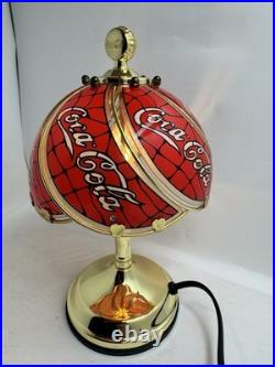 Vintage Coca Cola Tiffany Style Glass Shade Touch Table Lamp Retro 1999 Gorgeous