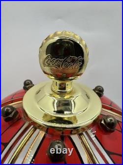 Vintage Coca Cola Tiffany Style Glass Shade Touch Table Lamp Retro 1999 Gorgeous