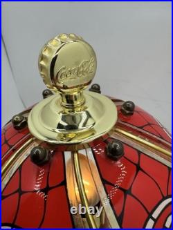 Vintage Coca Cola Tiffany Style Glass Shade Touch Table Lamp Retro 1999 Gorgeous