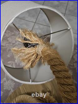 Vintage Coiled Rope Audoux Minet-style MCM Table Lamp set