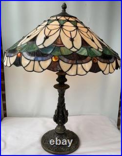 Vintage Colorful Tiffany Style Stained Glass Table Lamp 26X21 Tested Vintage Colorful Tiffany Style Stained Glass Table Lamp 26X21 Tested