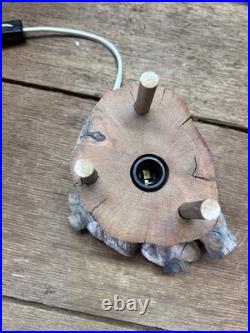 Vintage Coral And Wood 1960's Lamp