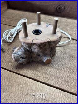 Vintage Coral And Wood 1960's Lamp