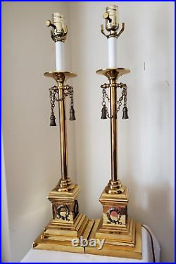 Vintage Corinthian Style Table Lamps Solid Brass PAIR