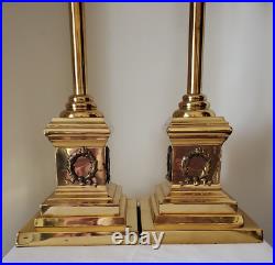 Vintage Corinthian Style Table Lamps Solid Brass PAIR