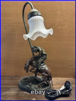 Vintage Cowboy Rodeo Bronze Table Lamp Western Decor Approx 17 inches tall