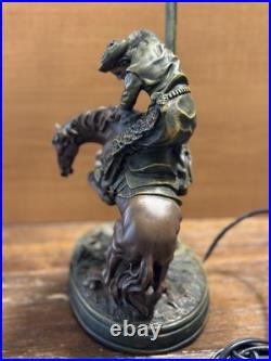 Vintage Cowboy Rodeo Bronze Table Lamp Western Decor Approx 17 inches tall