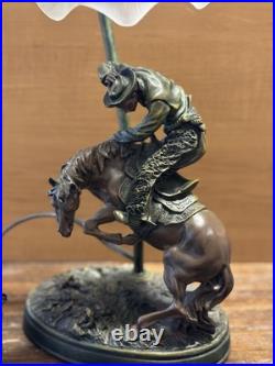 Vintage Cowboy Rodeo Bronze Table Lamp Western Decor Approx 17 inches tall Vintage Cowboy Rodeo Bronze Table Lamp Western Decor Approx 17 inches tall