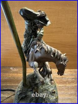 Vintage Cowboy Rodeo Bronze Table Lamp Western Decor Approx 17 inches tall Vintage Cowboy Rodeo Bronze Table Lamp Western Decor Approx 17 inches tall