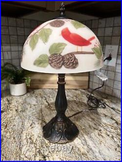 Vintage Cracker Barrel Cardinal Table Lamp 16.5 Frosted Glass RARE TESTED