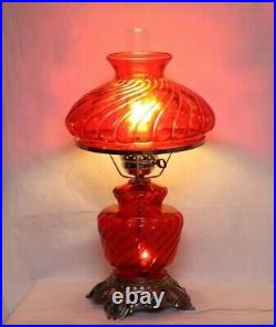 Vintage Cranberry Accurate Casting GWTW Table Lamp