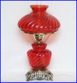 Vintage Cranberry Accurate Casting GWTW Table Lamp