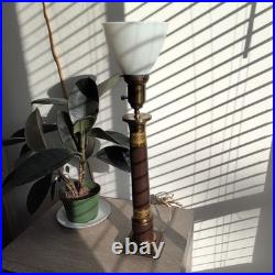 Vintage Crest Brass Table Lamp Model 240 Classical Greek Warrior Frieze, works