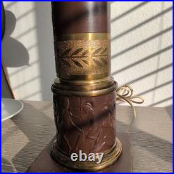 Vintage Crest Brass Table Lamp Model 240 Classical Greek Warrior Frieze, works