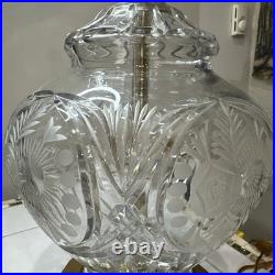 Vintage Crystal Cut Glass Silver Table Lamp Heavy Absolutely Gorgeous