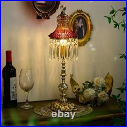Vintage Crystal Table Lamp French Victorian Brass Lamp Romantic Bedside Lighting