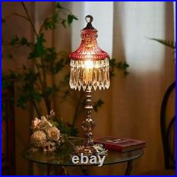 Vintage Crystal Table Lamp French Victorian Brass Lamp Romantic Bedside Lighting