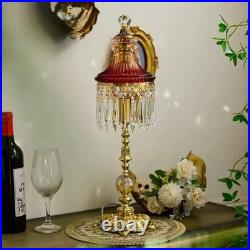 Vintage Crystal Table Lamp French Victorian Brass Lamp Romantic Bedside Lighting