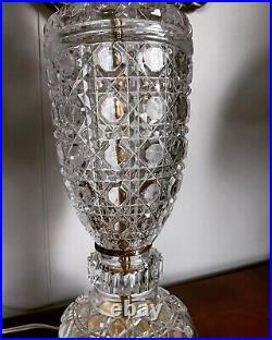 Vintage Cut Crystal Glass Brass Table Lamp Hollywood Regency Mid Century 20