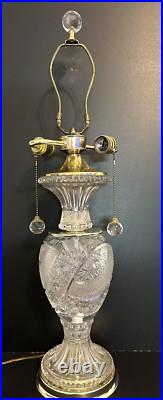 Vintage Cut Crystal Two Light Pull Chain Table Lamp 29