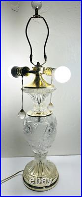 Vintage Cut Crystal Two Light Pull Chain Table Lamp 29