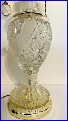 Vintage Cut Crystal Two Light Pull Chain Table Lamp 29