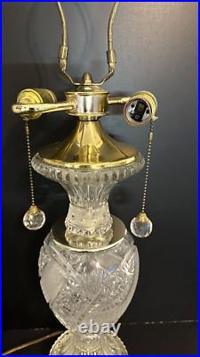Vintage Cut Crystal Two Light Pull Chain Table Lamp 29