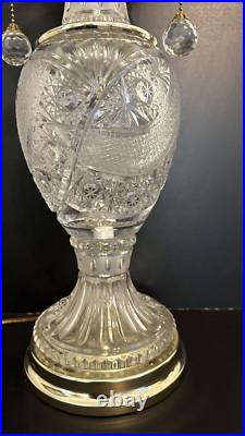 Vintage Cut Crystal Two Light Pull Chain Table Lamp 29