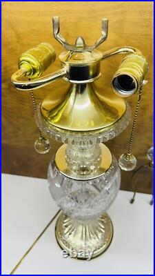 Vintage Cut Crystal Two Light Pull Chain Table Lamp 29