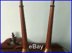 Vintage DANISH MID CENTURY MODERN Table Lamps (matching Pair) walnut teak wood