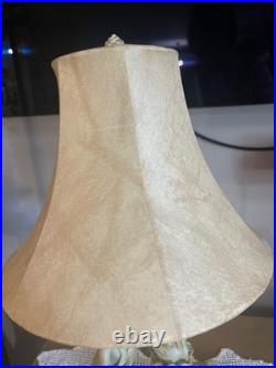 Vintage Dancing Frog Couple On Lily Pad Resin Table Lamp Original Shade 19