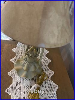 Vintage Dancing Frog Couple On Lily Pad Resin Table Lamp Original Shade 19