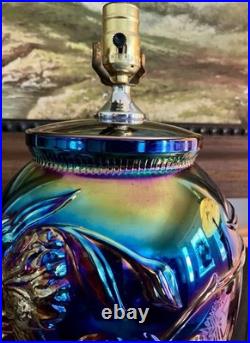 Vintage Dunbar Carnival Glass Floral Webbed Clematis 19 Table Lamp