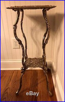 Vintage EDMAR Ornate Brass 2 Tier Plant Stand Lamp Stand End Table Side Table