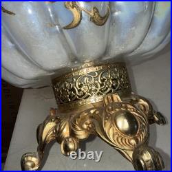 Vintage EF IDUSTRIES 1971 Opalescent Iridescent 3 way Table Lamp Rosette Onlay