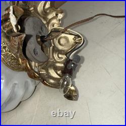 Vintage EF IDUSTRIES 1971 Opalescent Iridescent 3 way Table Lamp Rosette Onlay