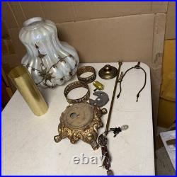 Vintage EF IDUSTRIES 1971 Opalescent Iridescent 3 way Table Lamp Rosette Onlay