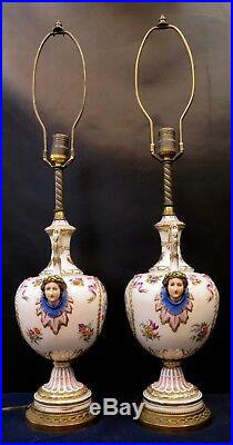 Vintage Early 20th Century Paris Porcelain Table Lamps (Pair)