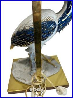 Vintage Edoardo Tasca Italian Porcelain Heron Table Lamp Mid Century Modern