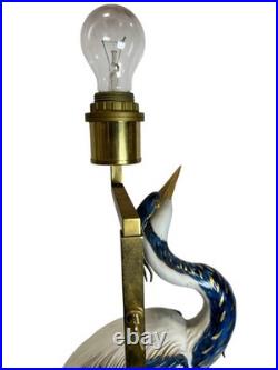 Vintage Edoardo Tasca Italian Porcelain Heron Table Lamp Mid Century Modern