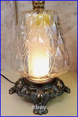 Vintage Ef & Ef Industries 3-way Table Lamp Clear Glass Globe MCM