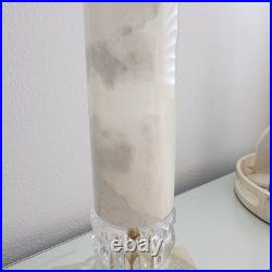 Vintage Elegant Onyx 2-Light Table Lamp Crystal & Gold Accents Lucite Base 29H