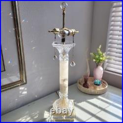 Vintage Elegant Onyx 2-Light Table Lamp Crystal & Gold Accents Lucite Base 29H