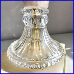 Vintage Elegant Onyx 2-Light Table Lamp Crystal & Gold Accents Lucite Base 29H