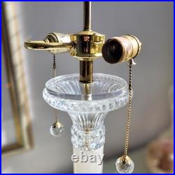 Vintage Elegant Onyx 2-Light Table Lamp Crystal & Gold Accents Lucite Base 29H