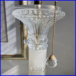 Vintage Elegant Onyx 2-Light Table Lamp Crystal & Gold Accents Lucite Base 29H