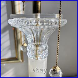 Vintage Elegant Onyx 2-Light Table Lamp Crystal & Gold Accents Lucite Base 29H